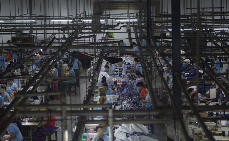 Myanmar garment factory workers